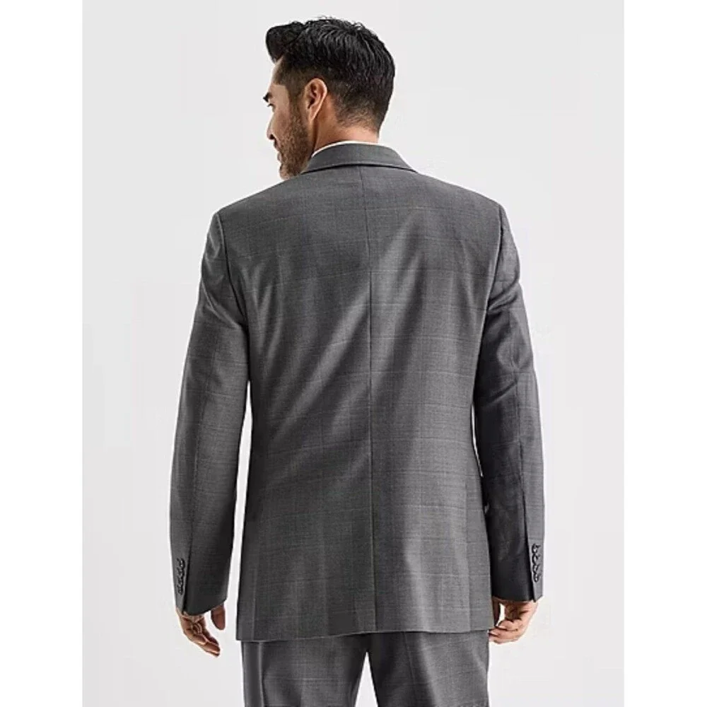 Stafford CoolMax EcoMade Mens  Gray Houndstooth Wool Blend Blazer Jacket Size40R